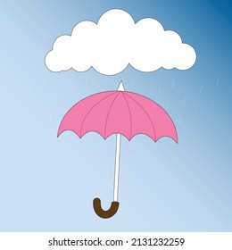 Vector umbrella with rain and cloud