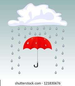 Vector umbrella and rain drops
