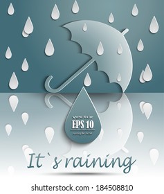 Vector umbrella and rain drops