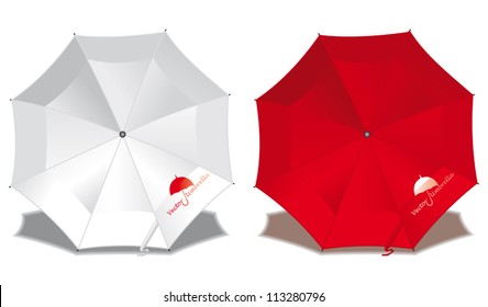 Vector Umbrella. Red And White.