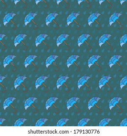 Vector umbrella seamless pattern. Minimal raindrop background. Rainy season concept. Simple. Easy to edit. Use for wallpaper, pattern fills, web page background, surface textures.