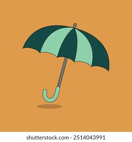 Vector umbrella with shadow on bright background