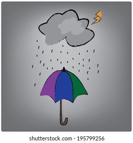 vector umbrella and weather rain drops