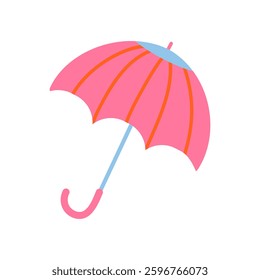 Vector umbrella.Cute cartoon pink; summer; autumn; rainy background; with pink umbrella.In doodle style.Drawn by hand. For textile printing; wrapping; packaging; cover; paper. Girl. Woman. EPS 10 