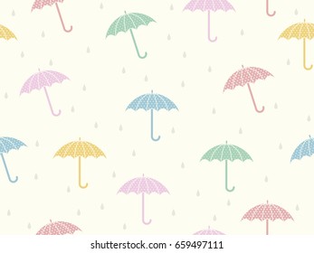 A vector umbrellas background illustration. You can create a seamless pattern by duplicating this illustration and placing the duplicates next to each other.