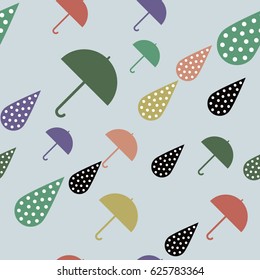 Vector umbrellas seamless pattern. Retro background