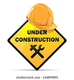 Vector Under Construction Sign with Helmet