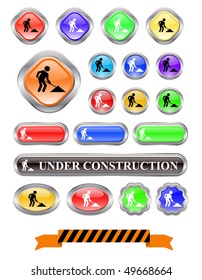 vector under construction web buttons