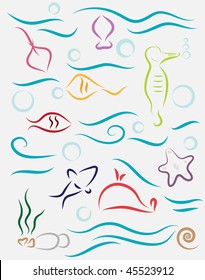Vector Under the Sea stylized illustration.