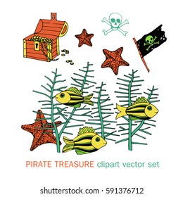 Vector under water sea life animals clipart set