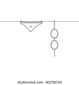 Vector : Underclothes Hanging on a clothesline 