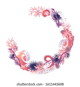 vector undersea semicircle frame pattern on white