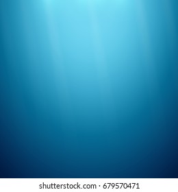 Vector underwater background. Deep blue ocean sea underwater blank empty abstract background with copy space.