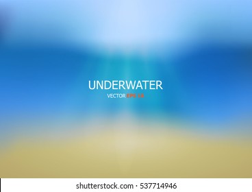 Vector underwater background with wave light. Abstract blue color background.