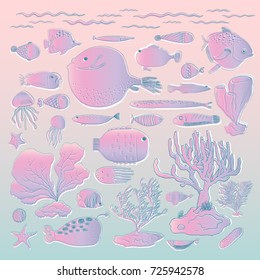 Vector of underwater creatures