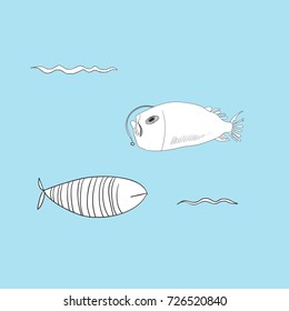 Vector of underwater creatures