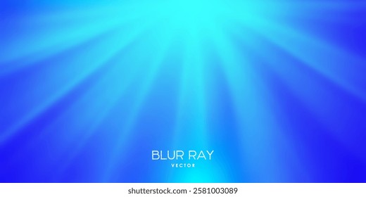 Vector underwater empty ocean world with sun blur rays. Muddy sea blue water. Soft beams and dense grid. Blurred marine wallpaper or background.