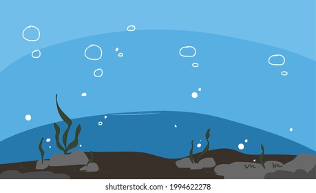 Vector of Underwater Scene with 
 Simpify Illustration Style
