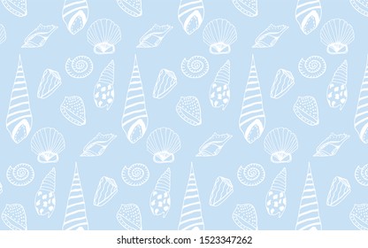 Vector underwater sea cartoon. Various seashells. Great for web page background, wrapping paper, cards,notebook and invitation