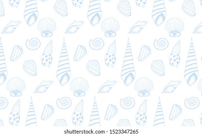 Vector underwater sea cartoon. Various seashells. Great for web page background, wrapping paper, cards,notebook and invitation