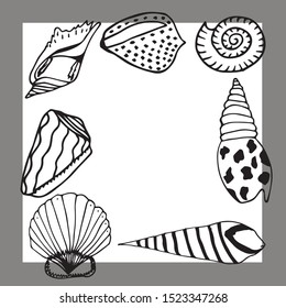 Vector underwater sea cartoon. Various seashells. Great for web page background, wrapping paper, cards,notebook and invitation