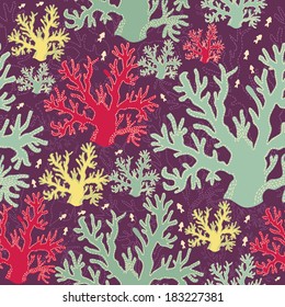 Vector underwater seamless pattern. Vector coral pattern.