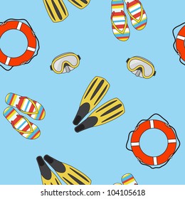 Vector underwater summer background, seamless pattern