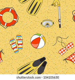 Vector underwater summer background, seamless pattern