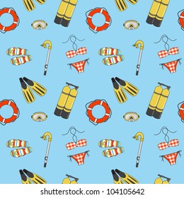Vector underwater summer background, seamless pattern