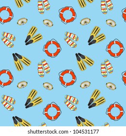Vector underwater summer background, seamless pattern