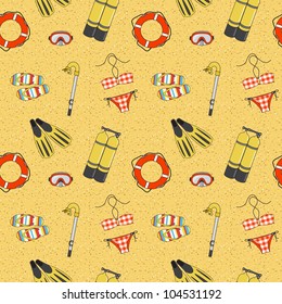 Vector underwater summer background, seamless pattern