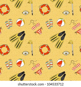Vector underwater summer background, seamless pattern