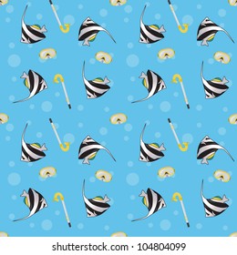 Vector underwater summer background, seamless pattern