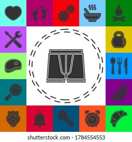 ilustración de la ropa interior vectorial - hombre calza el icono del vector de moda. Pictograma plano - icono sencillo