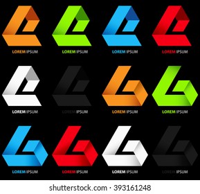 Vector unfinished triangle ribbon symbols.