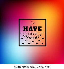 Vector unfocused background. Blurred image with summer logo, vacation frame for business design. Abstract blur unfocused style background, wallpaper. Infographic with unfocused background.background.
