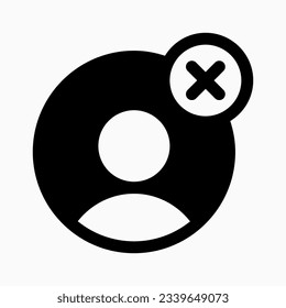 Vector no seguir, borrar icono de usuario. Fondo blanco y negro. Perfecto para aplicaciones e interfaces web, infografías, presentaciones, marketing, etc.
