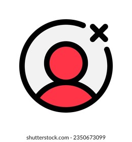 Vector no seguir, borrar icono de usuario. Fondo blanco y negro. Perfecto para aplicaciones e interfaces web, infografías, presentaciones, marketing, etc.