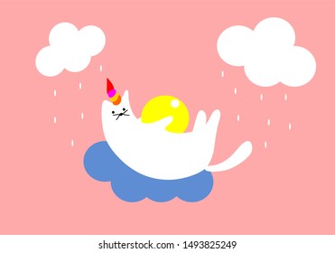Vector of unicorn cat for children.