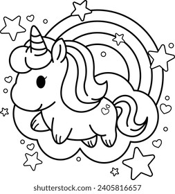 vector unicorn coloring book illustration