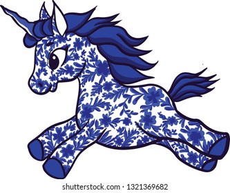 vector unicorn with flowers