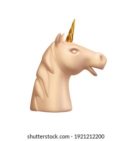 Vector Unicorn head. Abstract face unicorn  realistic 3d object isolated .