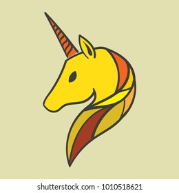 Vector unicorn head design hand drawn