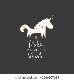Vector unicorn illustration. Poster, sign, postcard, print, sticker and other.