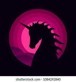 Vector unicorn negative space illustration. Design for print, banner, poster etc.