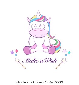  Vector unicorn quote illustration,unicorn make a wish,funny memes