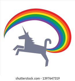 Vector Unicorn with rainbow icon for logo design