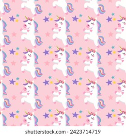 Vector unicorn seamless pattern,Pastel color cute repeated texture,Imagination fairytale animal,design for wrapping paper,clothing,poster,tapestry,wallpaper,textile