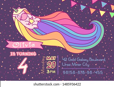 vector Unicorn template save the date concept art