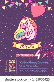 vector Unicorn template save the date concept art